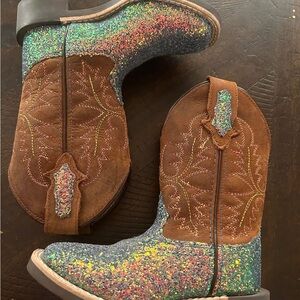 Shyanne Kids Boots with Glitter and Brown Leather